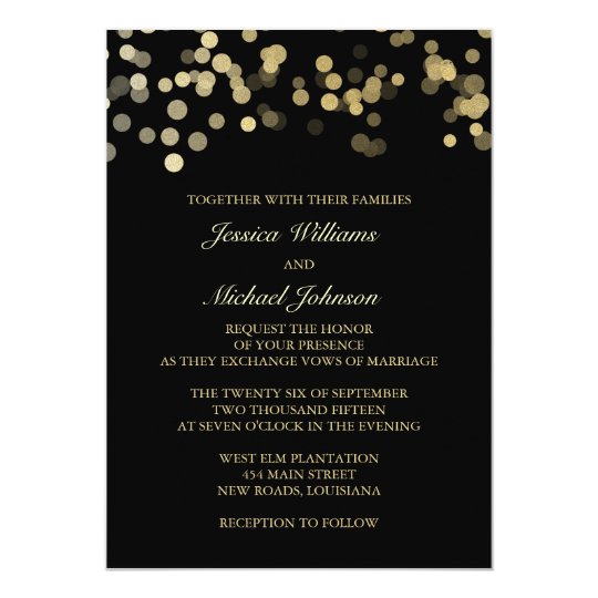 Gold Glitter Confetti Wedding Card