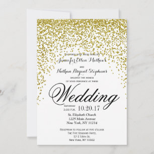 Gold Glitter Confetti Wedding Invitations