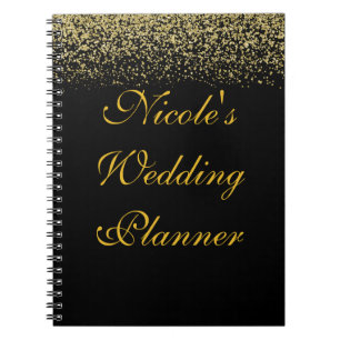 Gold Glitter Confetti Wedding Planner Notebook