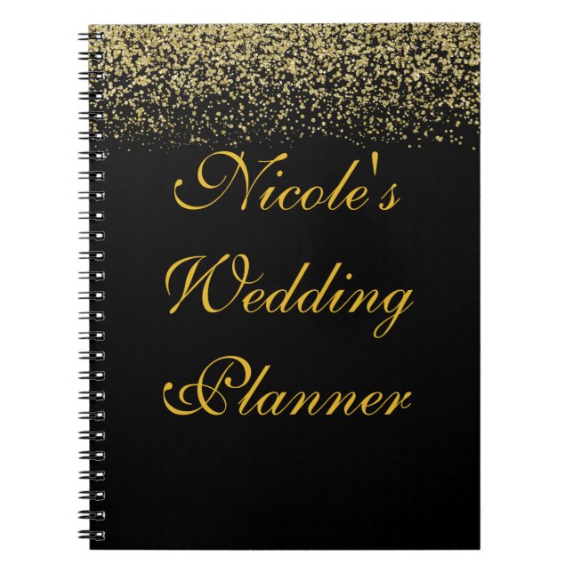 Gold Glitter Confetti Wedding Planner Notebook (Front)
