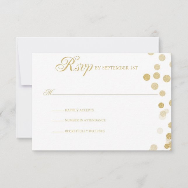 Gold Glitter Confetti Wedding RSVP Card (Front)
