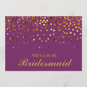 Gold Glitter Confetti Will you be my Bridesmaid Invitation