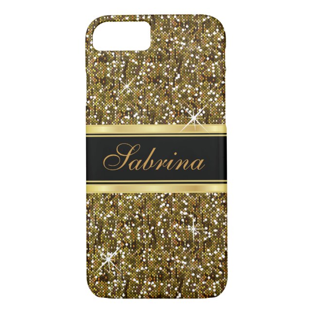 Gold Glitter Confetti with Gold Accents Case-Mate iPhone Case (Back)