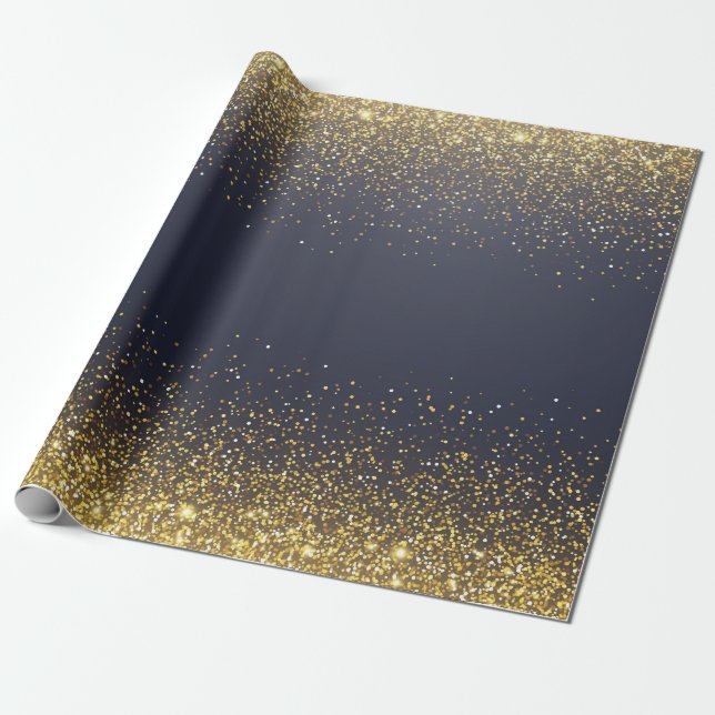 Gold Glitter Confetti Wrapping Paper (Unrolled)