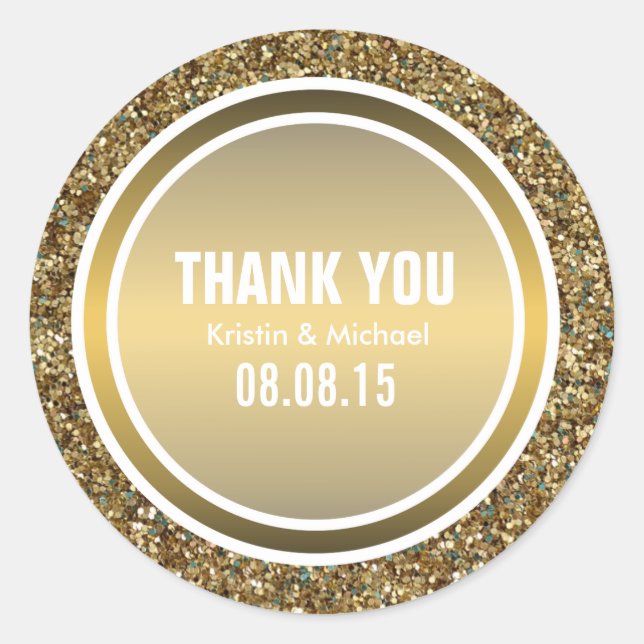 Gold Glitter & Copper Gold Thank You Label (Front)