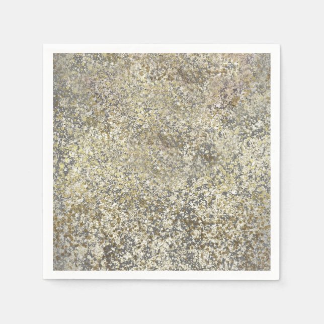 Gold Glitter Crackle Modern Chic Glam Sparkle Napkin (Front)