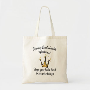 Gold Glitter Crown Bachelorette Weekend Party Tote Bag