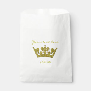 Gold Glitter Crown Birthday Party Favour Bags