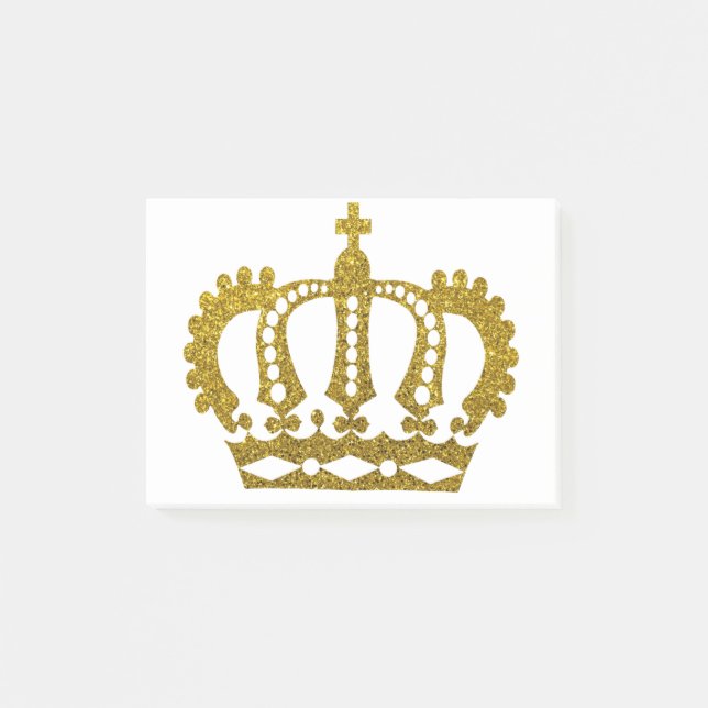 Gold Glitter Crown Post-it Notes (Front)