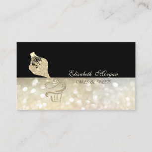 Gold Glitter Cupcake Piping Bag Black Black Business Card
