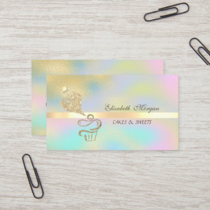 Gold Glitter Cupcake Piping Bag Colorful  Business Card