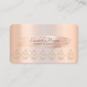 Gold Glitter Cupcakes Brush Stroke Business Card
