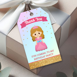 Gold Glitter Cute Little Princess Birthday Party Gift Tags