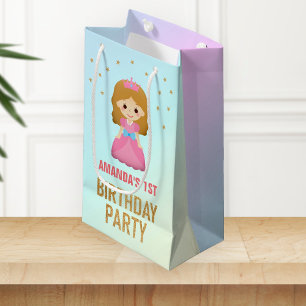 Gold Glitter Cute Little Princess Birthday Party Small Gift Bag