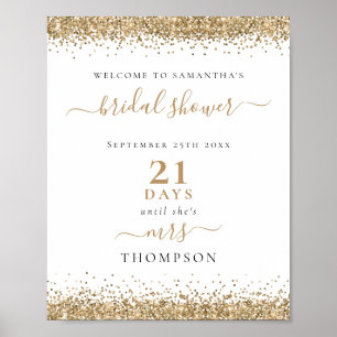 Gold Glitter Days to Wedding Welcome Bridal Shower Poster