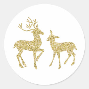 Gold glitter deers gold Christmas deers Classic Round Sticker