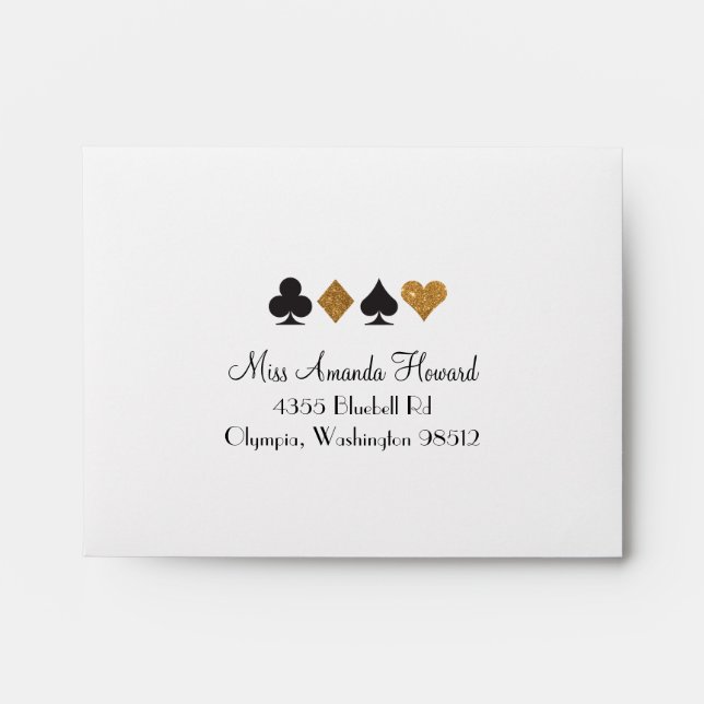 Gold Glitter Destiny Vegas Wedding Reply Envelope (Front)