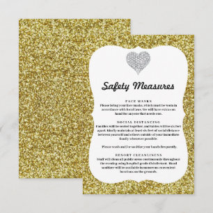 Gold Glitter Diamond Heart Safety Measures Enclosure Card