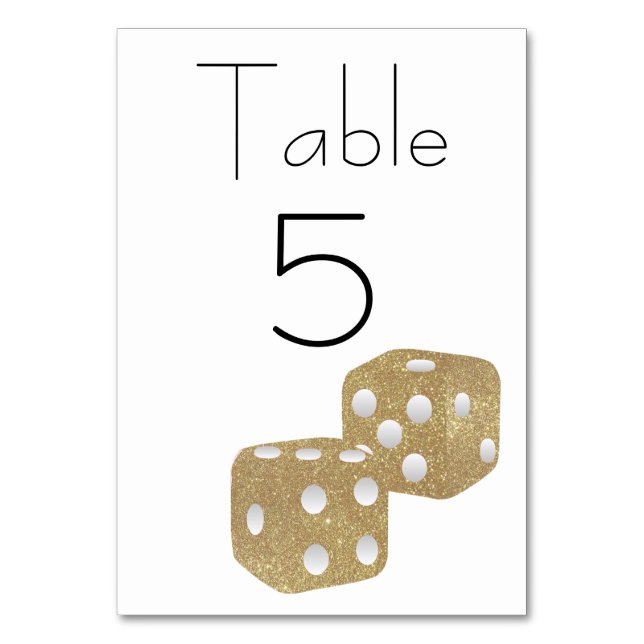 Gold Glitter Dice Table Number (Front)