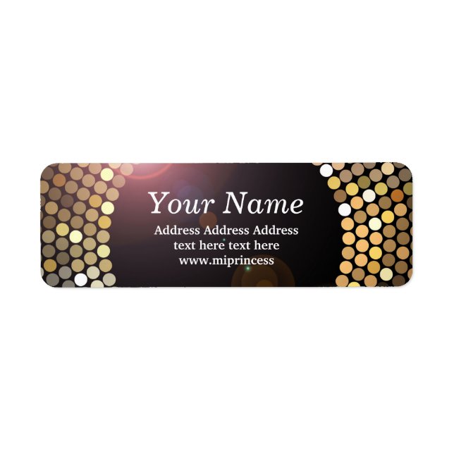 gold glitter disco return address stickers (Front)