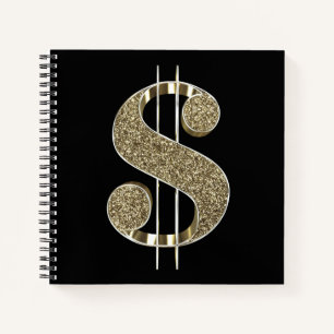 Gold Glitter Dollar Sign Notebook
