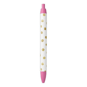 Gold glitter dots black ink pen