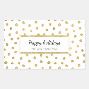 Gold glitter dots rectangular sticker