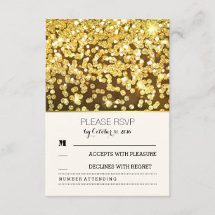 gold glitter dots vintage wedding RSVP cards