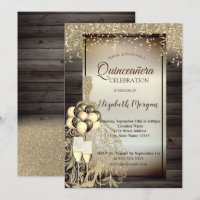 Gold Glitter Dress,Balloons,Wood Quinceanera