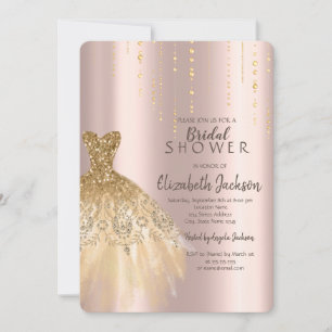 Gold Glitter Dress Royse Gold Bridal Shower Invitation