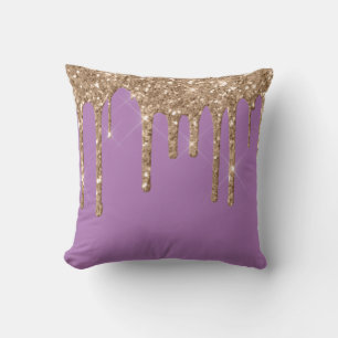 *~* Gold Glitter Drip Drips VIOLET Throw Pillow