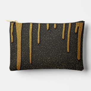 Gold Glitter Drip Luxury Sparkling Particles Accessory Pouch
