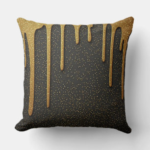 Gold Glitter Drip Luxury Sparkling Particles Cushion