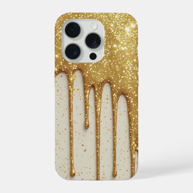 Gold Glitter Drip Luxury Sparkling Particles iPhone Case (Back)