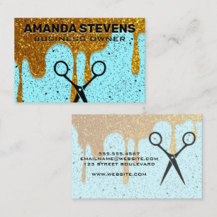 Gold Glitter Drip Speckled Background Business Card