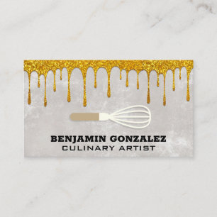 Gold Glitter Dripping   Whisk Business Card