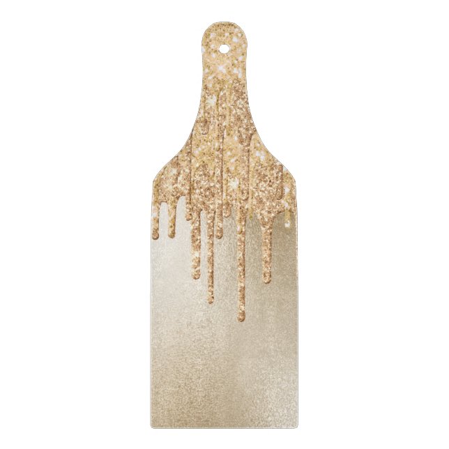 Gold glitter drippings elegant chic charcuterie  cutting board (Front)