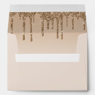 Gold Glitter Drips Baby Shower Footprint Envelope