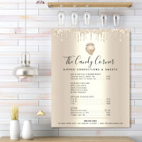 Gold Glitter Drips Dessert Sweets Menu Price List
