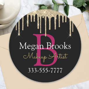 Gold Glitter Drips, DIY Name, Monogram & Title Vs2 Classic Round Sticker