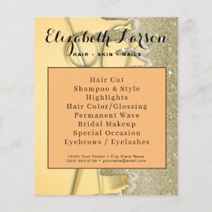 Gold Glitter Drips Hair Stylist Salon Hair Salon Flyer