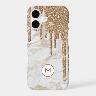 Gold Glitter Drips Monogrammed