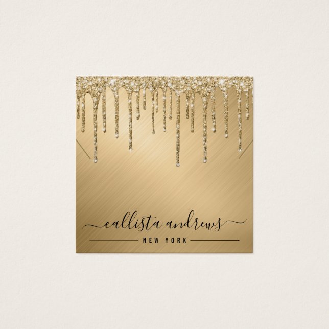 Gold Glitter Drips Necklace Display Card (Front)