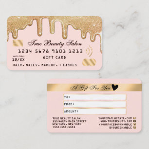 Gold Glitter Drips Pink Credit Gift Certificate