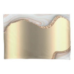 Gold Glitter Drips Pink Pillowcase