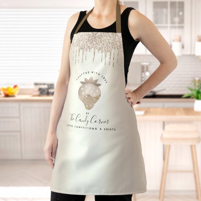 Gold Glitter Drips Strawberry Confection Sweets Apron (Creator Uploaded)