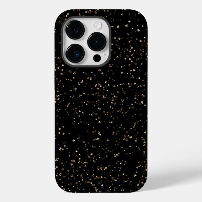 Gold Glitter Dust on Black Case-Mate iPhone Case (Back)