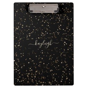 Gold Glitter Dust on Black Clipboard