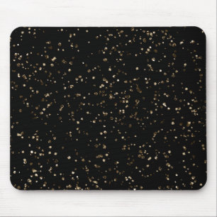 Gold Glitter Dust on Black Mouse Pad