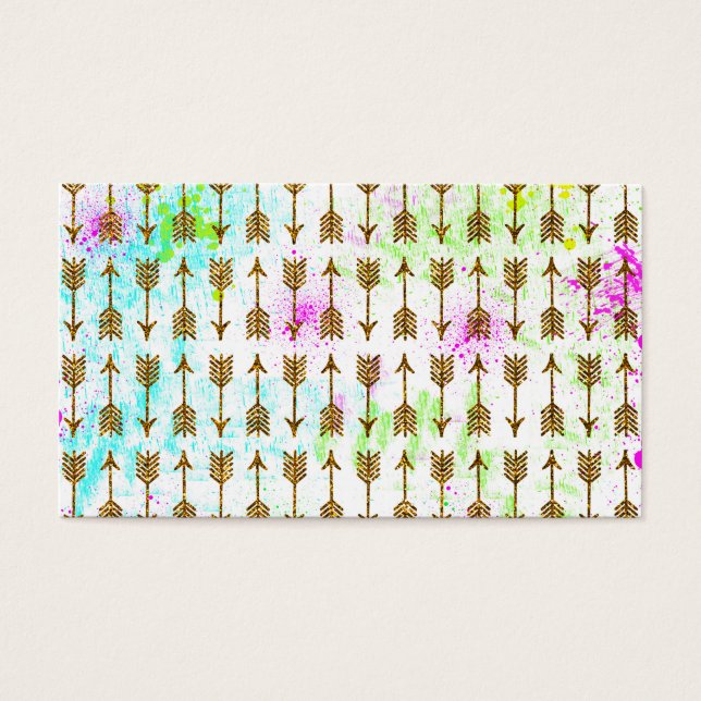 Gold glitter effect arrows watercolors splatters (Front)